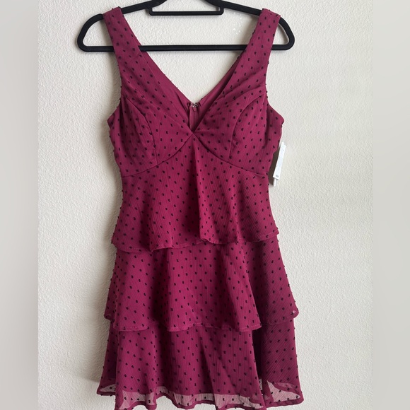 Xtraordinary Burgundy Layered Mini Dress - Picture 5 of 8